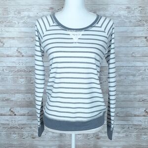 Jenni Pajama Lounge Top XS Long Sleeve Gray Stripe 810